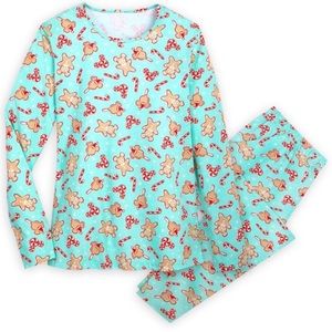 Disney Gingerbread Candy Cane Mickey Mouse Adult Pajamas Womens 3X Christmas NEW